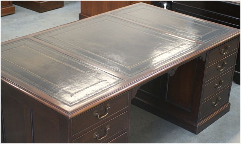 1026 Antique Large Mahogany Partners Desk (9)